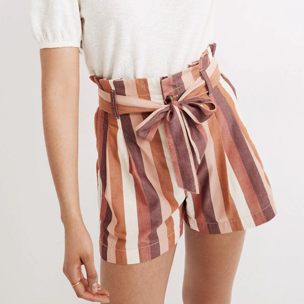Madewell Paperbag Shorts in Fall Stripes